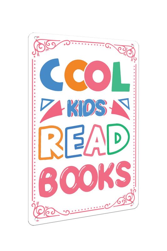 School Kids Education Quotes - クールな子供たちが本を読むメタルサイン、読書の名言サイン、本、教育用ウォールアート、図書館、読書室、学校、家の壁飾り 8x