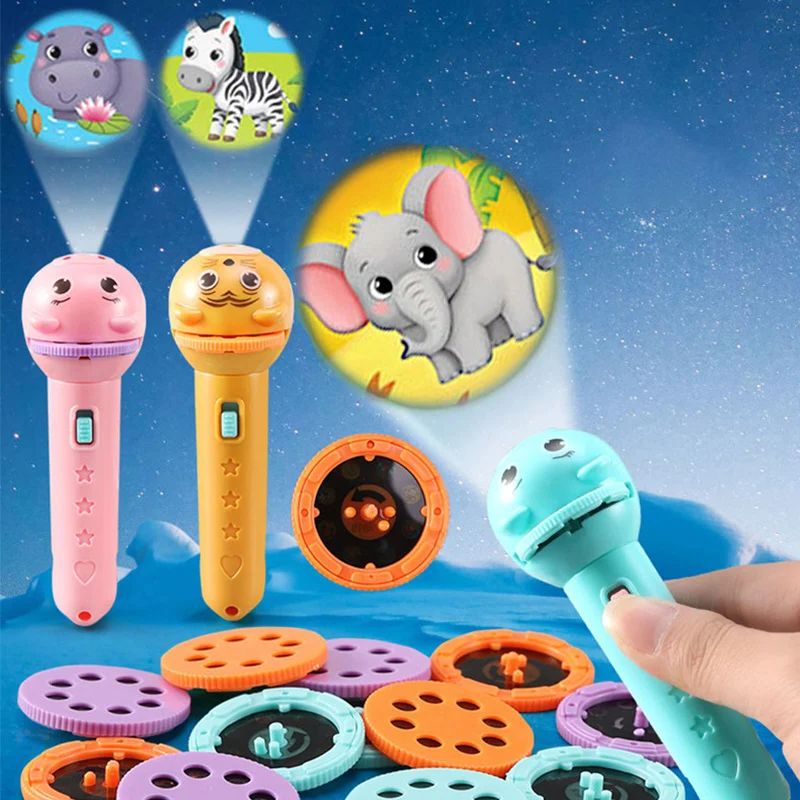 Kids Education Story - 懐中電灯プロジェクター子供用赤ちゃん睡眠絵本トーチランプおもちゃ早期教育おもちゃホリデークリスマスギフトライトアップおもちゃ