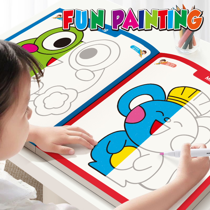 Drawing Projector Kids - 子供向けクリエイティブ塗り絵 - 半塗り絵、動物、海、キャラクターパターン、楽しいグラフィティアートアクティビティ、早期学習教室用品、学生が塗り絵をするのに最適なギフト、子供向け塗り絵