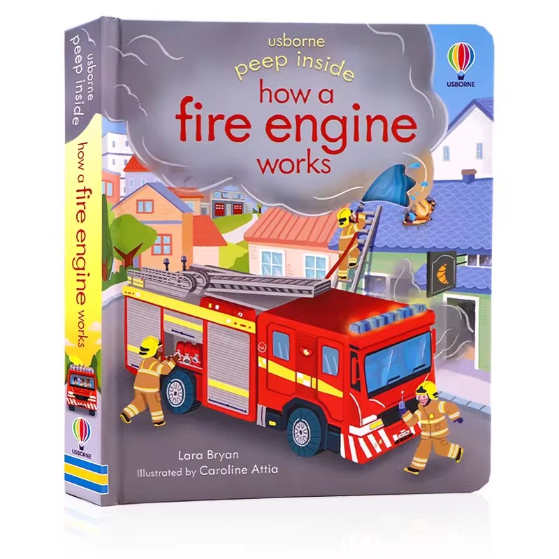 Kids Education Picture - Usborne ピープインサイド 消防車の仕組みを知る 3D フラップ絵本 子供用