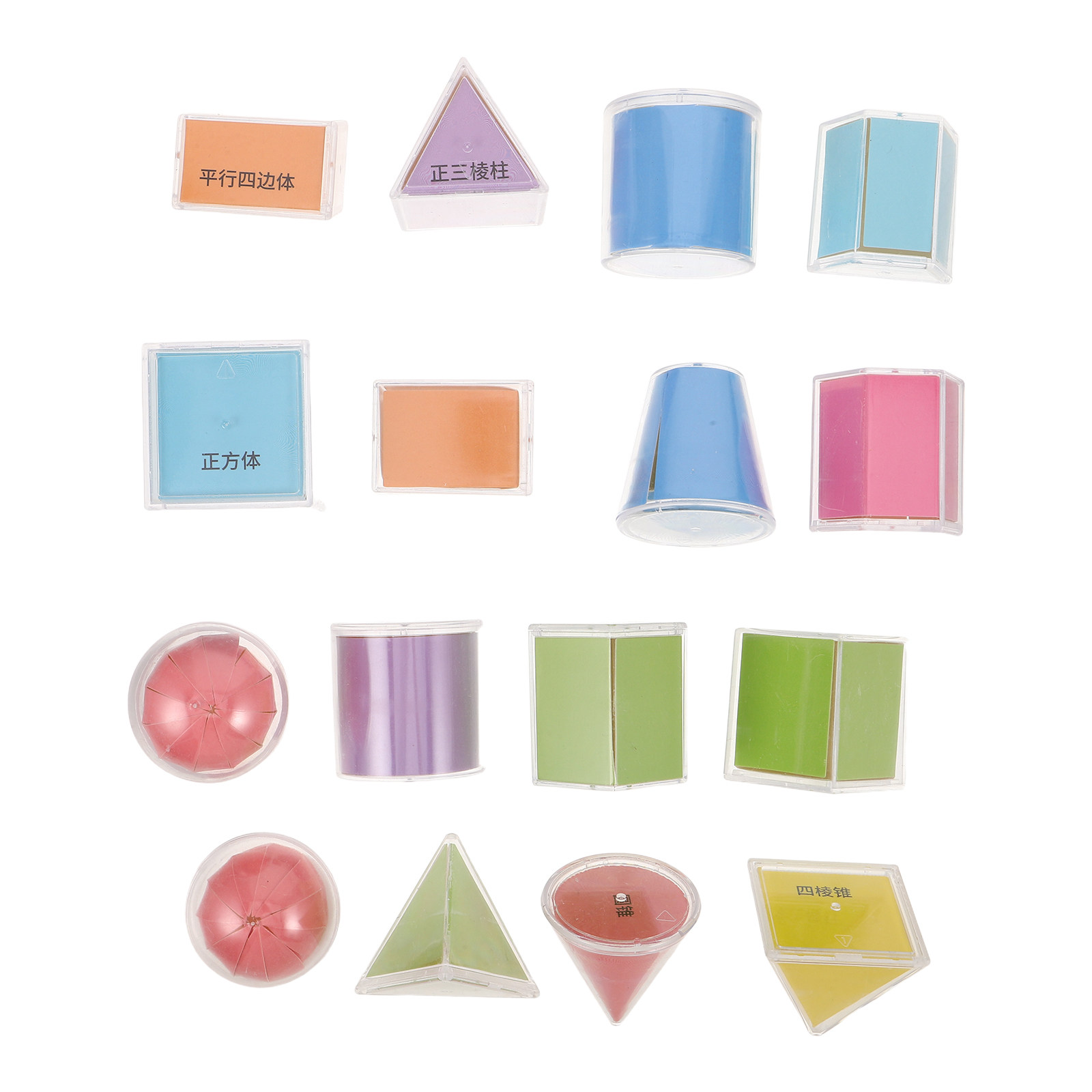 Math Manipulative Set - 16個入り 数学教材 幾何学立体ブロック 折りたたみ式3D幾何学セット インタラクティブな視覚学習教材 教室用教材