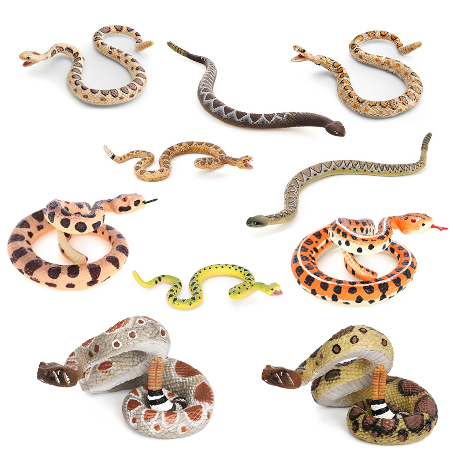 Kids Education Picture - リアルな野生ダイヤモンドバックラトルスネーク（砂漠の蛇）の動物モデルフィギュア、野生動物コレクション、教育玩具