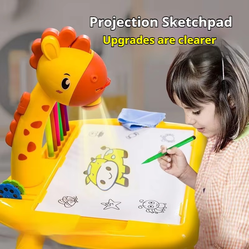 Drawing Projector Kids - 電動鹿投影描画ボード多機能ライティングボード学習描画消去可能ぬりえ教育玩具