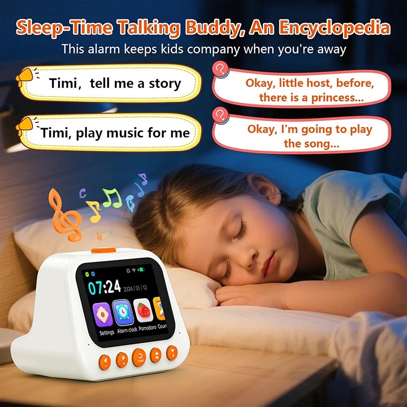 AI搭載のスマート目覚まし時計、音声操作可能な知育ロボット、 - Kids Education Story のレビューと価格