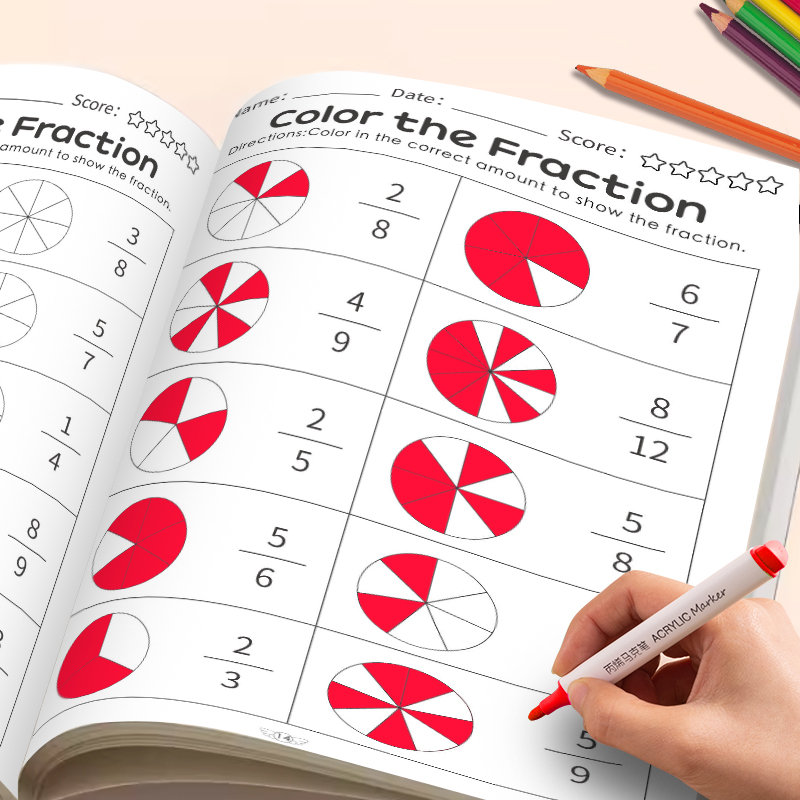 32 ページ/セット 子供向け数学分数ワークブック 基本的な - Math Manipulative Set のレビューと価格