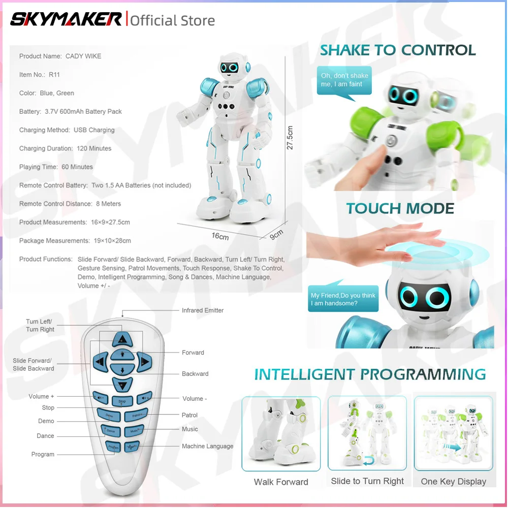 Jjrc r11 rcロボットとジェスチャーセンサー,インテ - Coding Robot Toy のレビューと価格