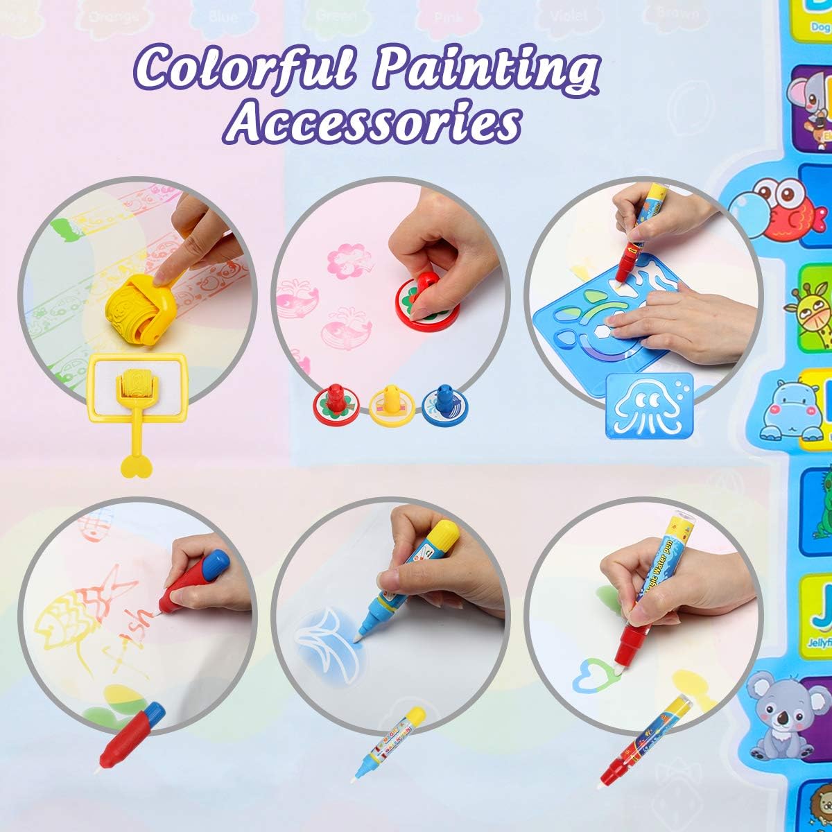 マジックウォーター描画マット 再利用可能な落書き絵画ボード  - Drawing Projector Kids のレビューと価格
