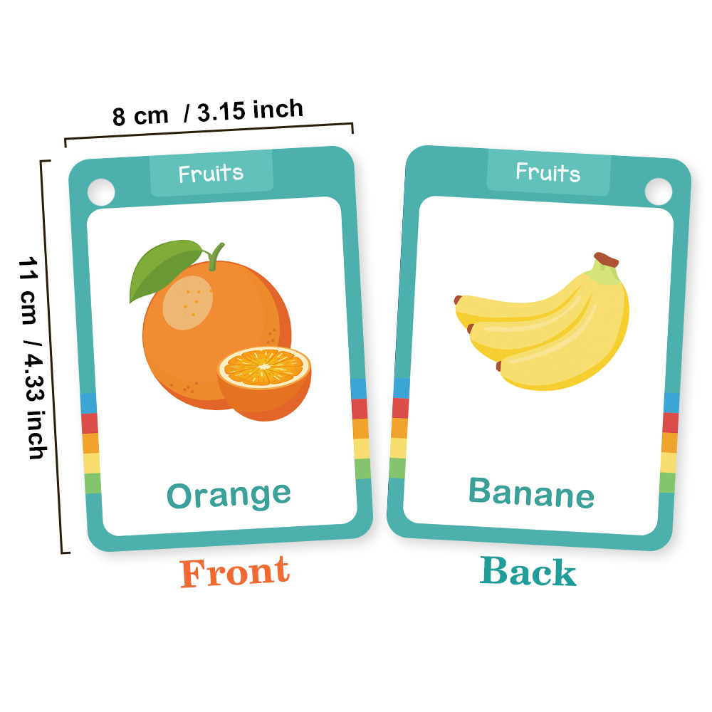 25枚入り 果物と野菜のフランス語語彙学習カード ホームスク - Kids Educational Posters のレビューと価格
