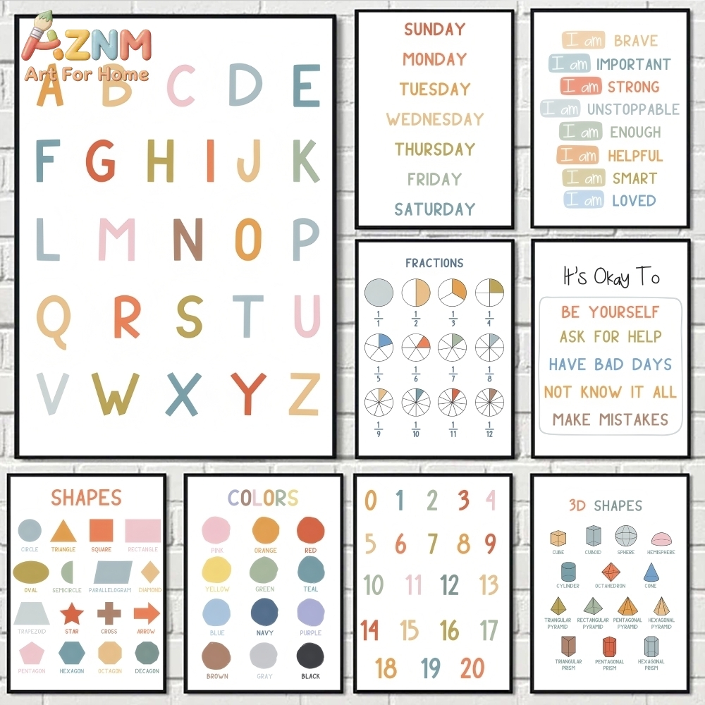 AZNM 教育用アルファベット数字フレームレスキャンバスウォ - Kids Educational - Alphabet Numbers & More のレビューと価格