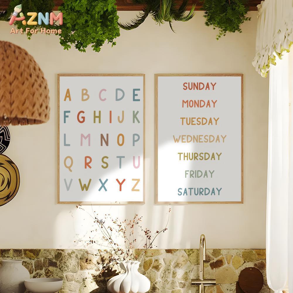 AZNM 教育用アルファベット数字フレームレスキャンバスウォ - Kids Educational - Alphabet Numbers & More のレビューと価格