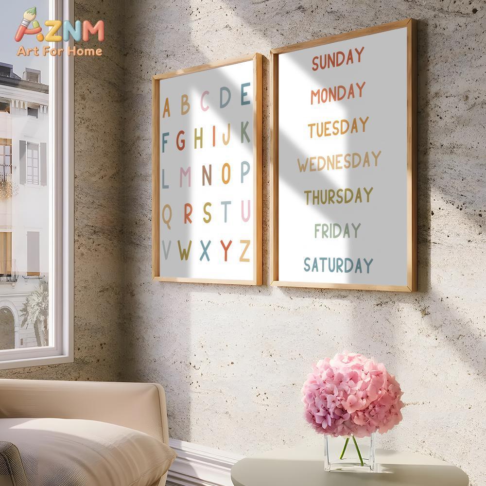 AZNM 教育用アルファベット数字フレームレスキャンバスウォ - Kids Educational - Alphabet Numbers & More のレビューと価格