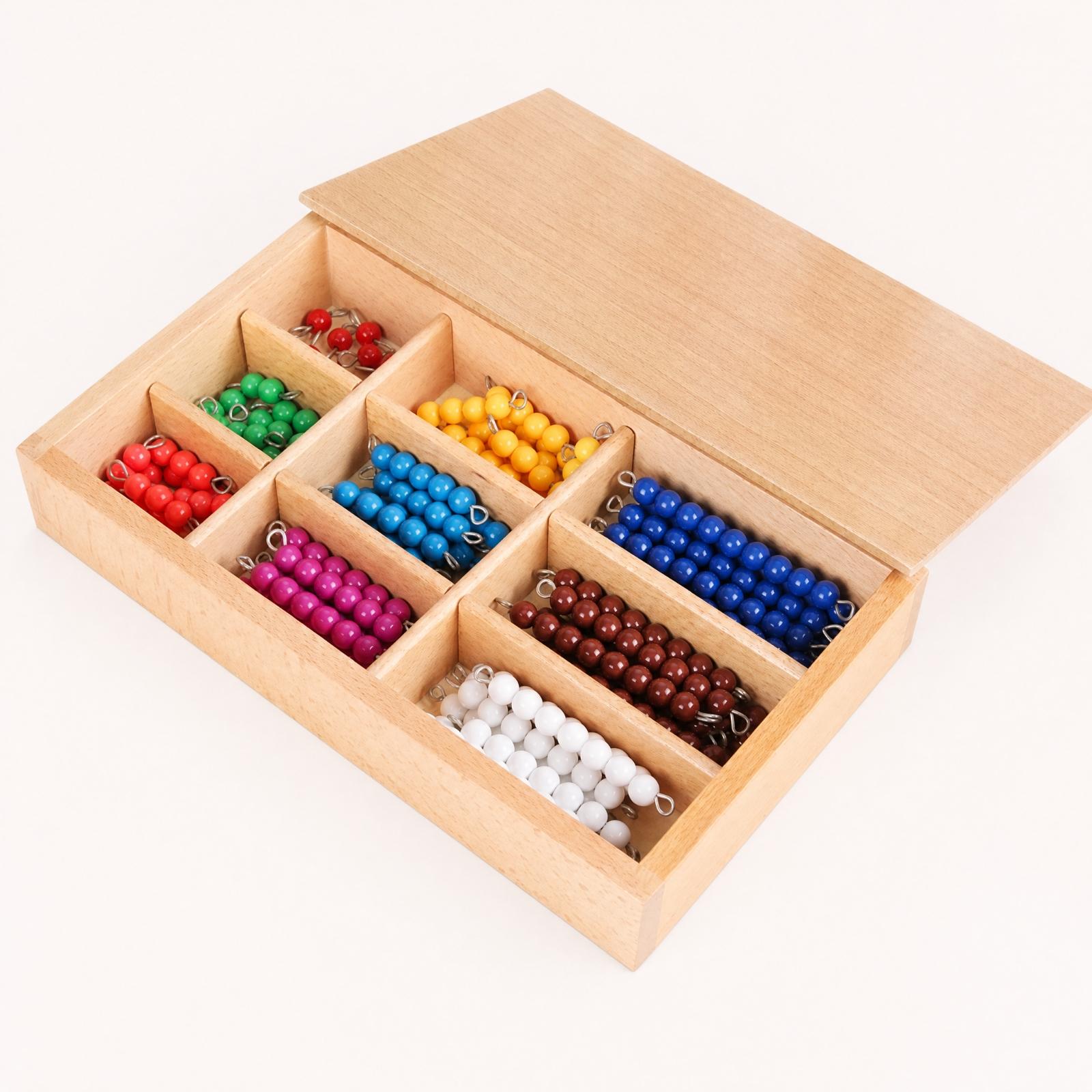 90個のビーズロッドと木製収納ボックス付き、数字カード付きの - Math Manipulative Set のレビューと価格