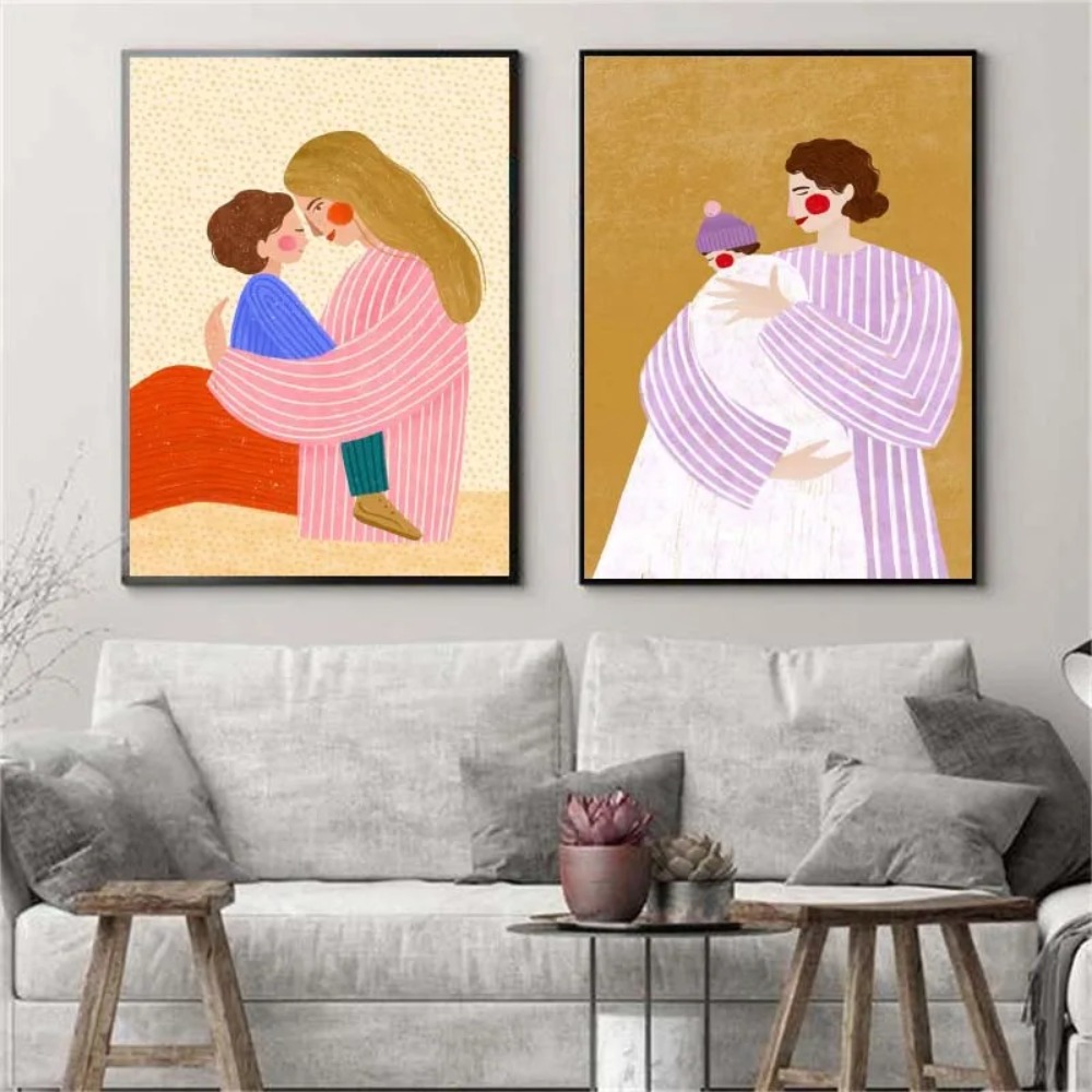 母性アートプリントキャンバス絵画若い母親と子供ポスター母性愛 - Kids Educational Posters のレビューと価格