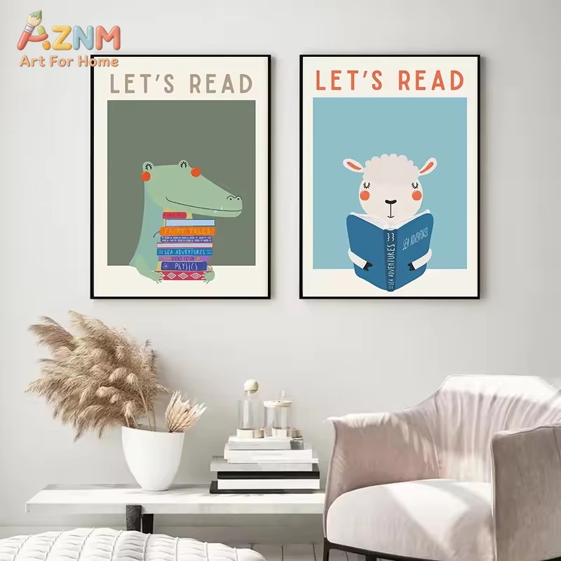 AZNM アルファベット数字学習キャンバスウォールアート漫画 - Kids Educational - Alphabet Numbers & More のレビューと価格