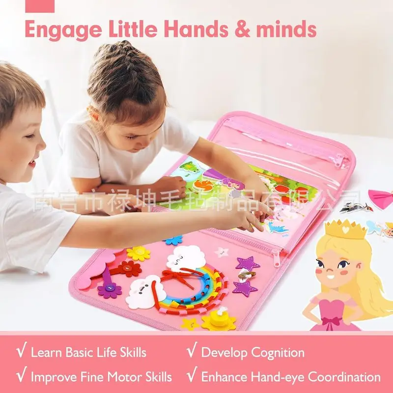 モンテッソーリプリンセス フェルトビジーボード 幼児向け生活 - Kids Education Story のレビューと価格
